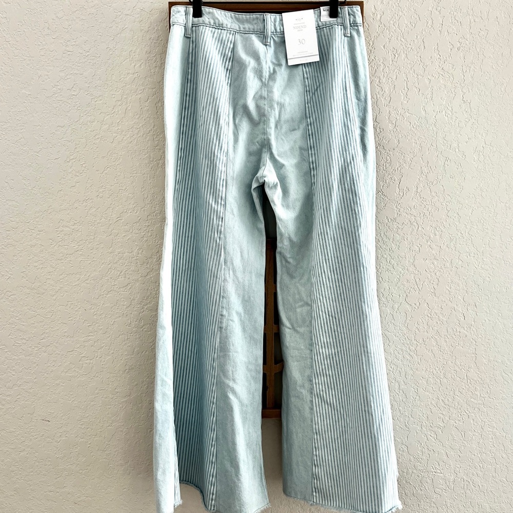 NOEND Denim Jeans Light Wash Hi Rise Wide Leg Pintuck Stripe Panels NWT 30 - Picture 7 of 14